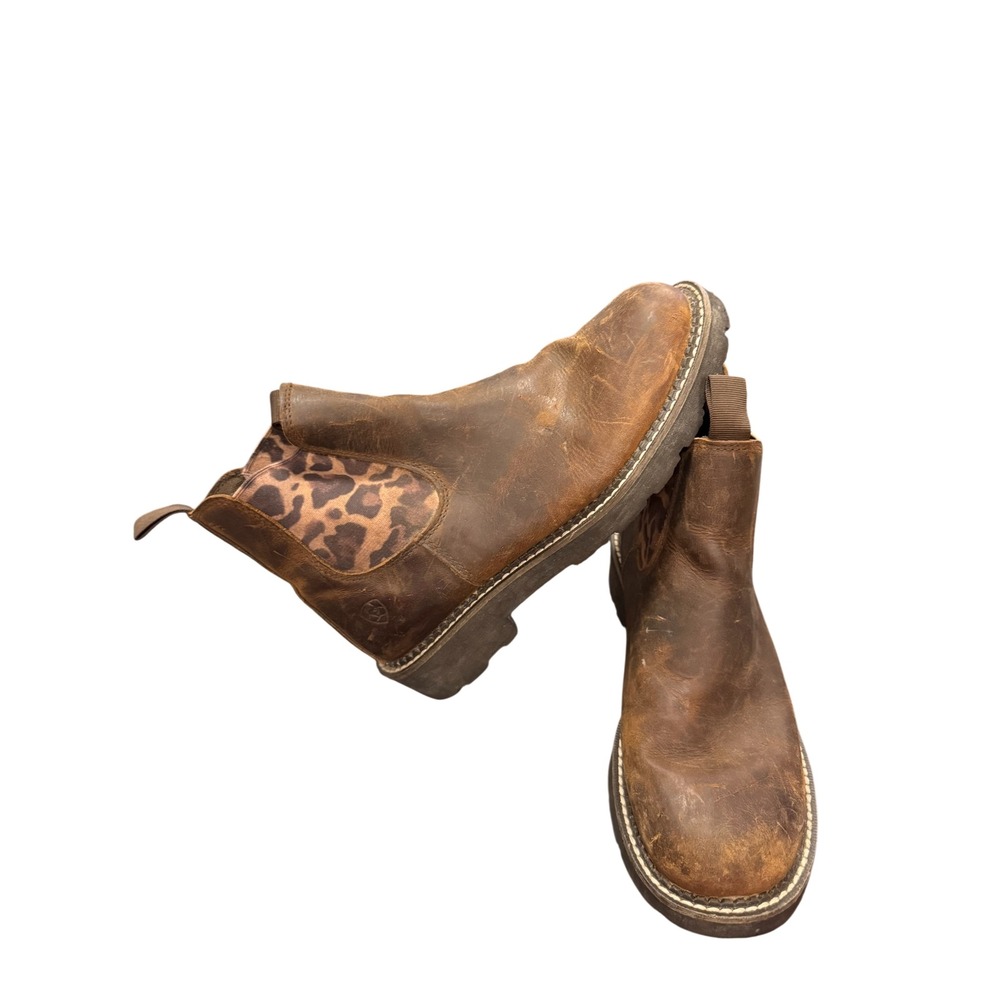 Ariat Wexford H2O Chelsea Boots Women 10B Brown Leopard Print 10042418